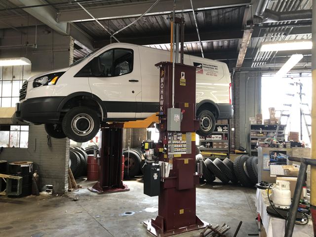 Mohawk TP-20 20,000 lbs. Capacity Twin Post lift installed at the City of Providence Fire