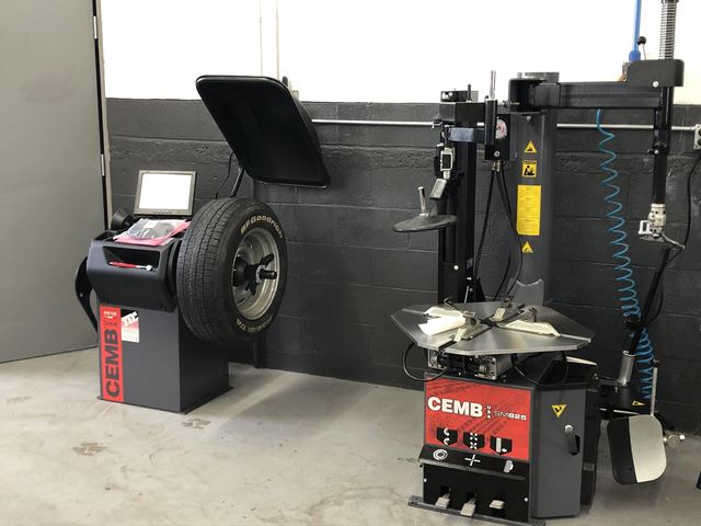 CEMB EZ15 wheel and tire balancer and a CEMB SM825 tire changer installed in Norwood, MA