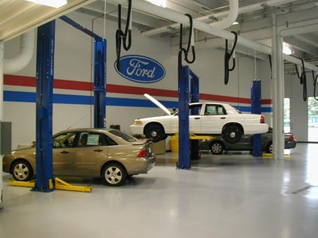 (3) TEC-10K, (1)TEC-12K Two post service lifts at Uninversal Technical Institute Ford Fact Program in Norwood, MA