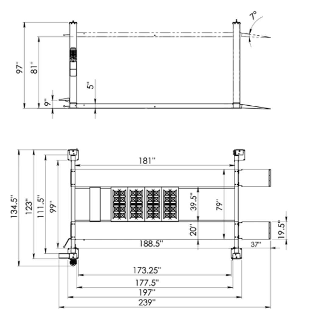 TEC 9000XH dimension drawings